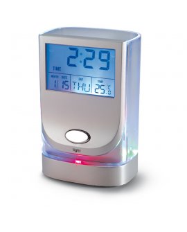 LED clock with pen holder